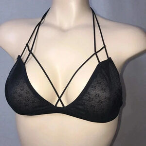 black detailed double cable bralette